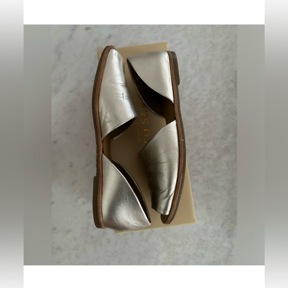 Franco Sarto Black Venezia Flats shoes open toe size 7 platino!